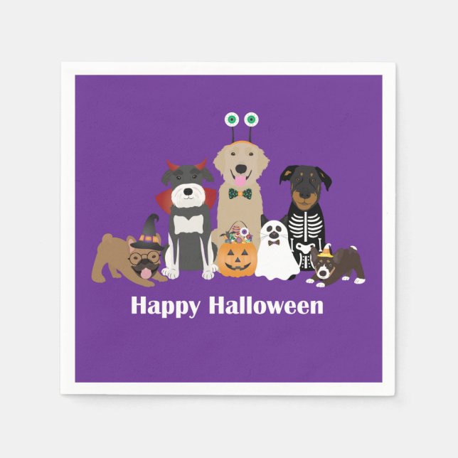 Happy Halloween Spooky Pet Costumes Napkins (Front)