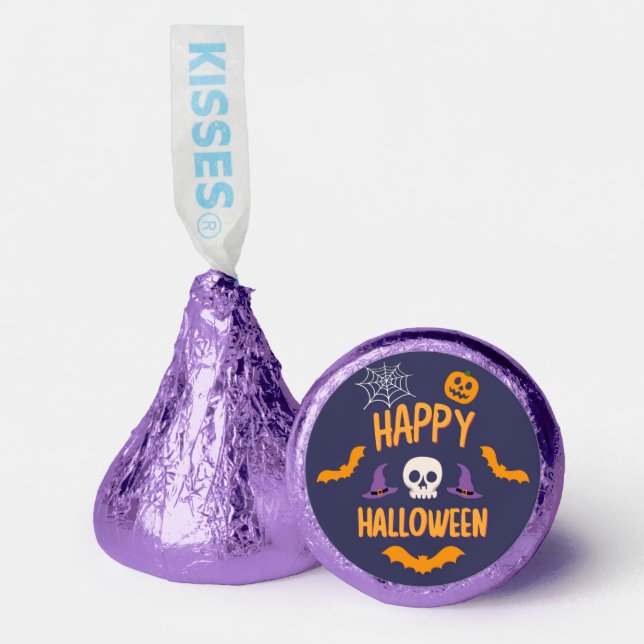Happy Halloween spooky pumpkin bat orange design Hershey®'s Kisses® (Front)
