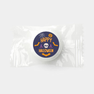 Happy Halloween spooky pumpkin bat orange design Life Saver® Mints