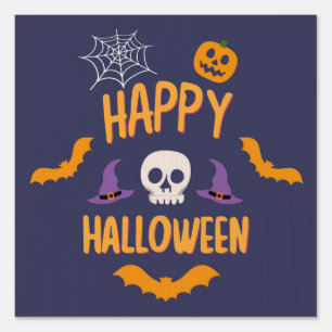 Happy Halloween spooky pumpkin bat orange design Sign