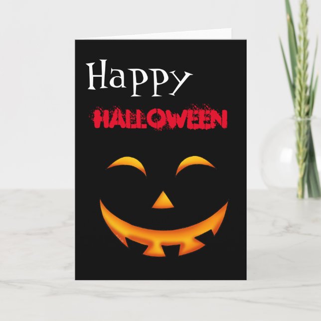 Happy Halloween (spooky pumpkin) card (Front)