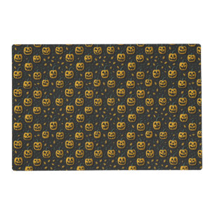 Happy halloween spooky pumpkin cartoon dark placemat