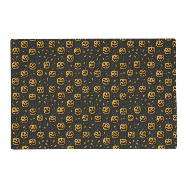 Happy halloween spooky pumpkin cartoon dark placemat (Front)