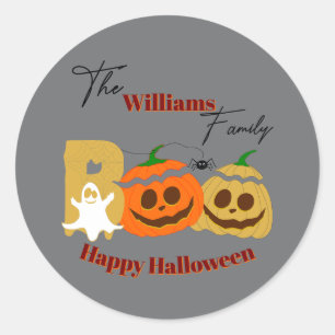 Happy Halloween Spooky Pumpkin Classic Round Sticker