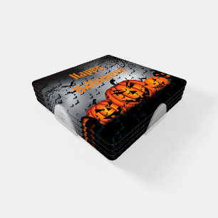 Happy Halloween Spooky Pumpkin Coaster Set