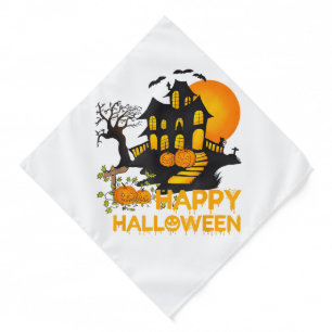 Happy Halloween Spooky Pumpkin Haunted House Men W Bandana