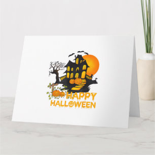 Happy Halloween Spooky Pumpkin Haunted House Men W Card