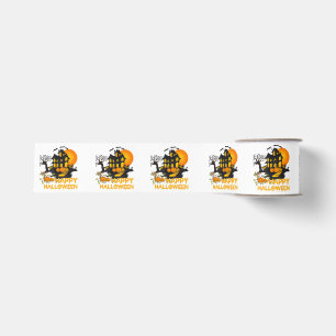 Happy Halloween Spooky Pumpkin Haunted House Men W Grosgrain Ribbon