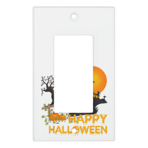 Happy Halloween Spooky Pumpkin Haunted House Men W Light Switch Cover