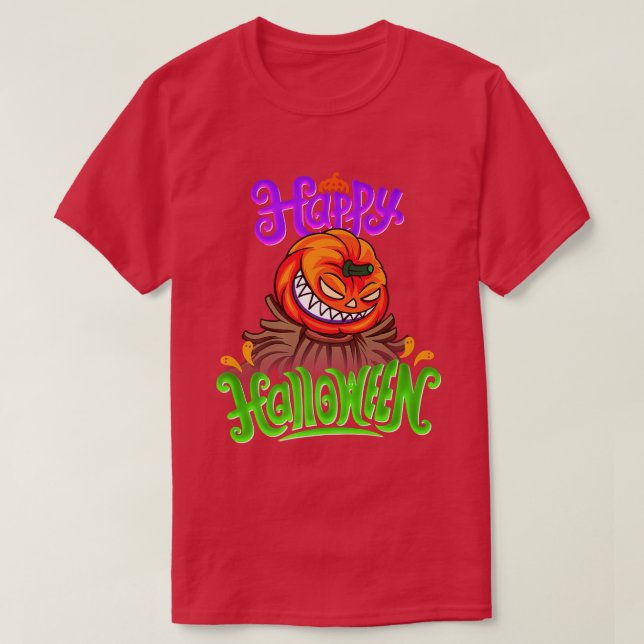 Happy Halloween Spooky Pumpkin Jack O Lantern  T-Shirt (Design Front)