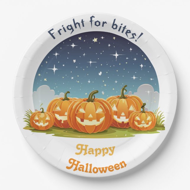 Happy Halloween Spooky Pumpkin Patch Paper Plates (Front)