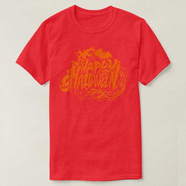 Happy Halloween Spooky Pumpkin TrickorTreat Costum T-Shirt (Design Front)