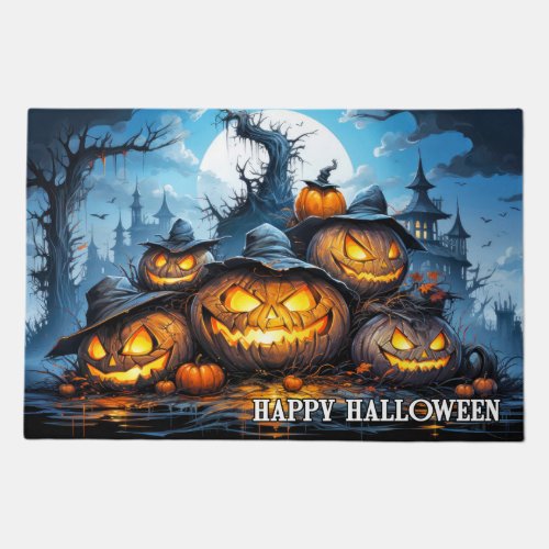 Happy Halloween Spooky Pumpkins Doormat