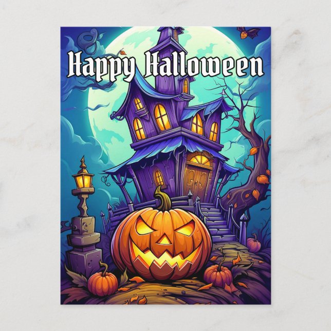 Happy Halloween | Spooky Pumpkins Postcard (Front)