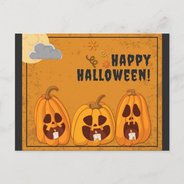 Happy Halloween Spooky Pumpkins Postcard (Front)