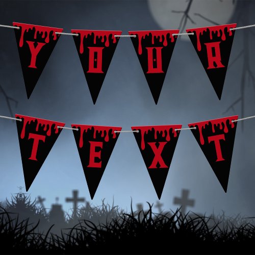Happy Halloween Spooky Red Black Dripping Blood Bunting Flags