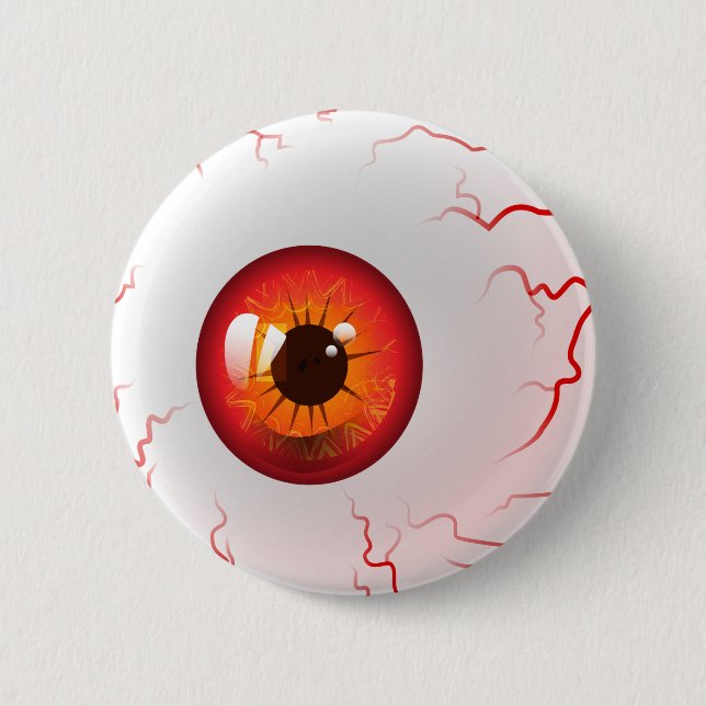 Happy Halloween! Spooky Red Eyeball Button (Front)