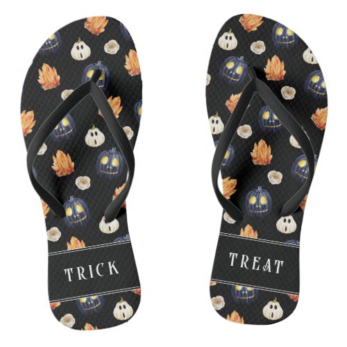 Happy Halloween Spooky Samhain Pumpkins Crystals Flip Flops