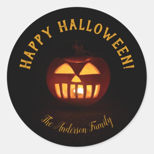 Happy Halloween Spooky Scary Jack O Lantern Custom Classic Round Sticker