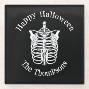 Happy Halloween Spooky Scary Skeleton Simple Glass Coaster