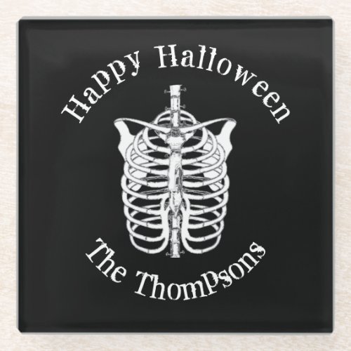 Happy Halloween Spooky Scary Skeleton Simple Glass Coaster