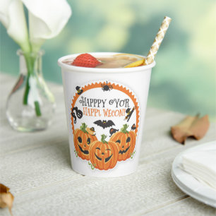 Happy Halloween Spooky Season Celebration Design Paper Cups