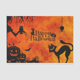 Happy Halloween, spooky silhouette, black orange Tissue Paper