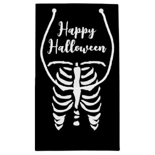 Happy Halloween spooky skeleton rib cage gift bag