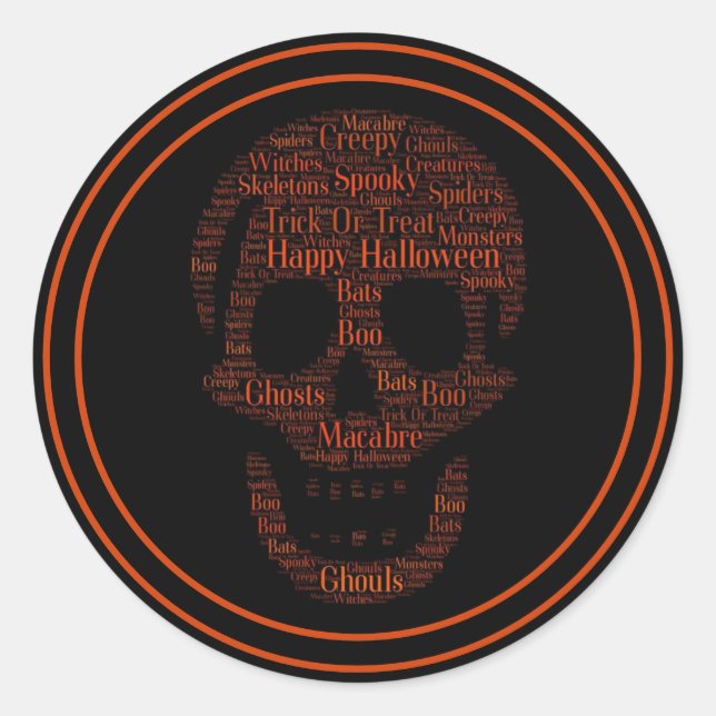 Happy Halloween Spooky Skull Classic Round Sticker (Front)