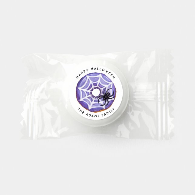 Happy Halloween Spooky Spider Purple Donut Life Saver® Mints (Front)