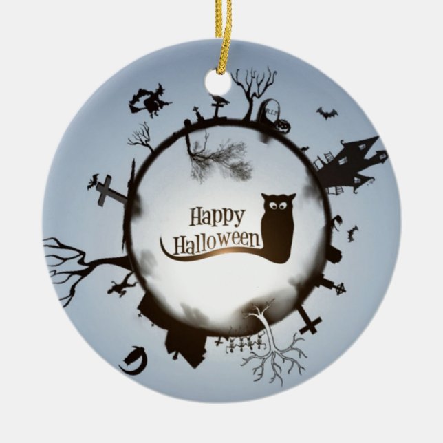 Happy Halloween Spooky Themed Ornament Round (Front)