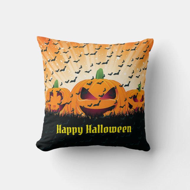 Happy Halloween Spooky Throw Pillow (Front)