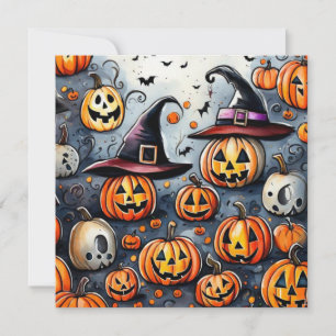 Happy Halloween spooky treat or tricks design Holiday Card