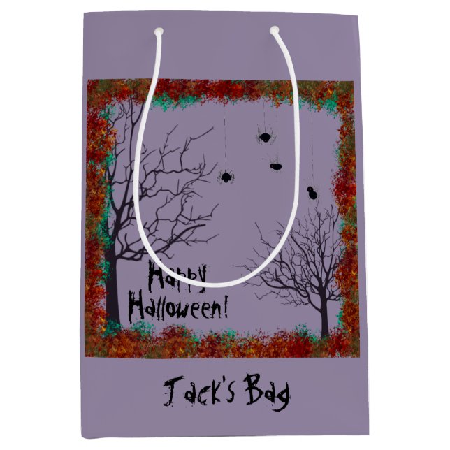 Happy Halloween | Spooky Trees Spiders Customize Medium Gift Bag (Front)