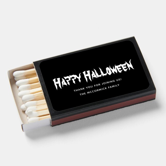 Happy Halloween Spooky Typography Personalized Matchboxes (Front Open)