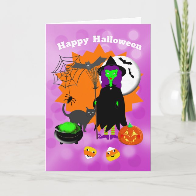 Happy Halloween Spooky Witch Holiday Card (Front)