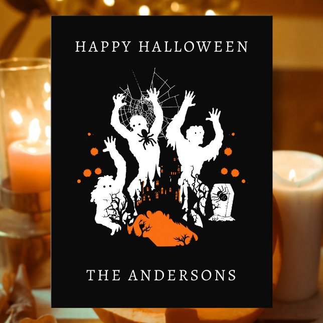 Happy Halloween Spooky Zombies Spider Personalized Postcard (Creator Uploaded)