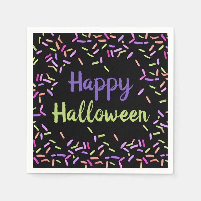 Happy Halloween Sprinkles Custom Paper Napkins (Front)