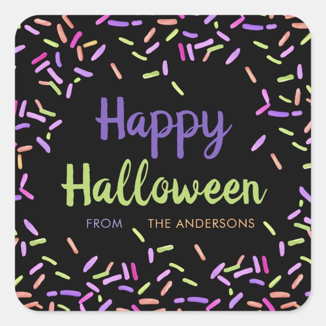 Happy Halloween Sprinkles Custom Square Sticker (Front)