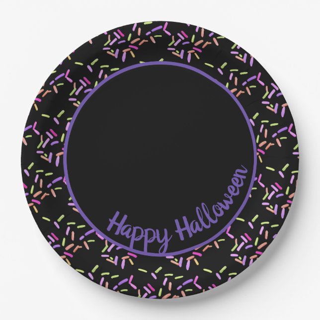 Happy Halloween Sprinkles Customizable Paper Plates (Front)