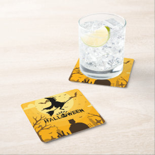 Happy Halloween Square Paper Coaster