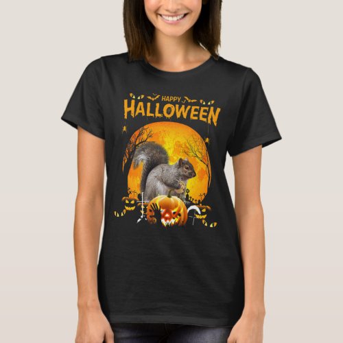Happy Halloween Squirrel Pumpkin Costumes T_Shirt