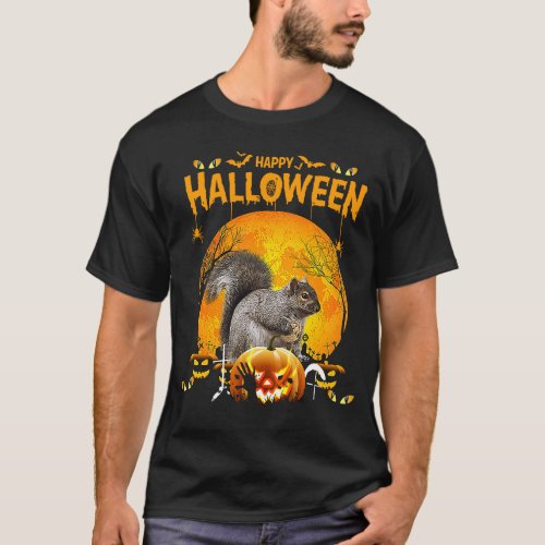 Happy Halloween Squirrel Pumpkin Costumes Thanksgi T_Shirt
