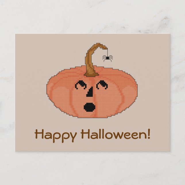 Happy Halloween! Startled Pumpkin Postcard (Front)