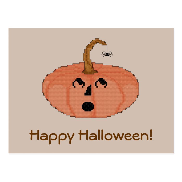 Happy Halloween Startled Pumpkin Postcard