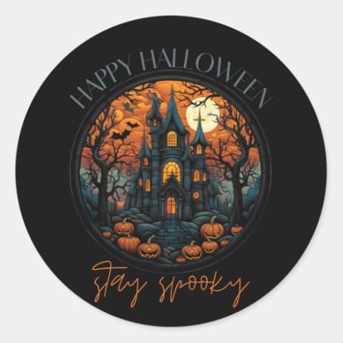 Happy Halloween stay spooky castel Classic Round Sticker