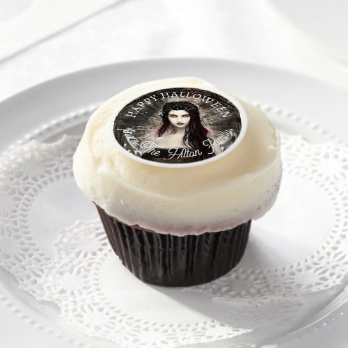 Happy Halloween Steampunk Gothic Fallen Angel Edible Frosting Rounds