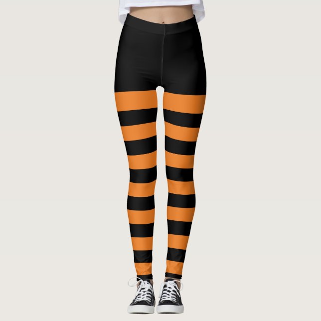 Happy Halloween Striped Leggings (Front)