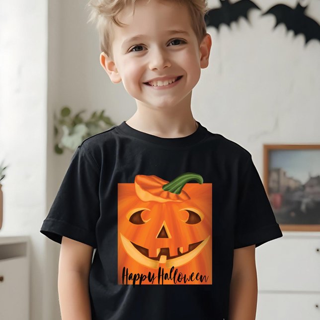 Happy Halloween Stylish Carved Halloween Pumpkin Tri-Blend Shirt (Happy Halloween Stylish Carved Halloween Pumpkin Tri-Blend Shirt)