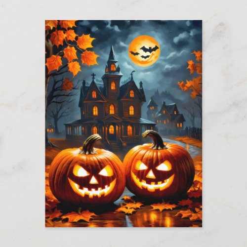 Happy Halloween  Super Glowing Nefarious Pumpkins Postcard